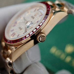 Rolex Day-Date Gold Wrapped Red Ruby and Moissanite Diamonds GM Factory (6)