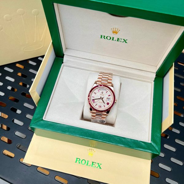 Rolex Day-Date Gold Wrapped Ruby and Moissanite Diamonds GM Factory 40mm (10)