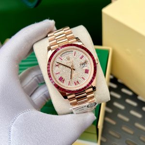 Rolex Day-Date Gold Wrapped Ruby and Moissanite Diamonds GM Factory 40mm (10)