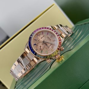 Rolex Daytona Rainbow Custom Full Diamonds & Synthentic Sapphire Ruby Gold Wrapped