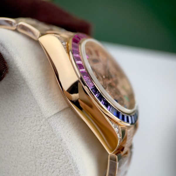 Rolex Daytona Rainbow Custom Full Diamonds & Synthentic Sapphire Ruby Gold Wrapped