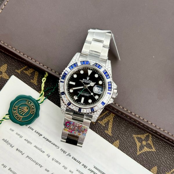 Rolex GMT-Master II 116759SA Customs Moissanite Sapphire Diamonds 40mm (5)