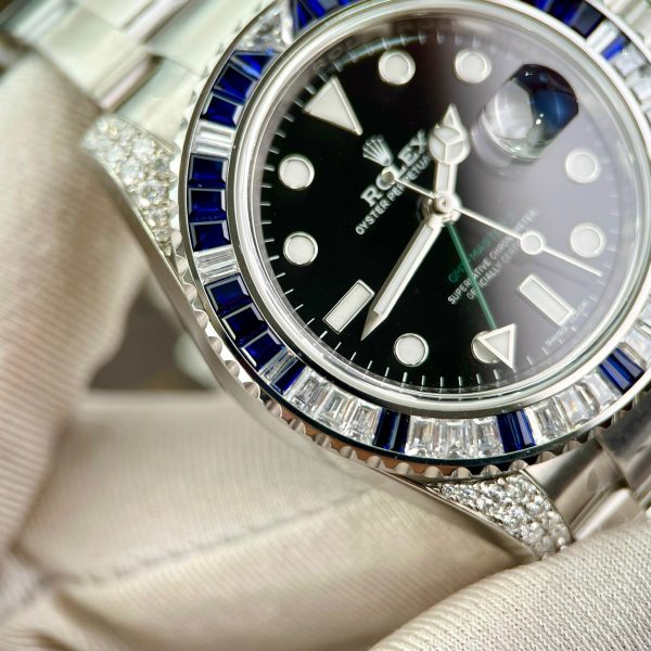 Rolex GMT-Master II 116759SA Customs Moissanite Sapphire Diamonds 40mm (5)