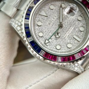 Rolex GMT-Master II 116759SARU Custom Moissanite Sapphire Diamonds 40mm (10)