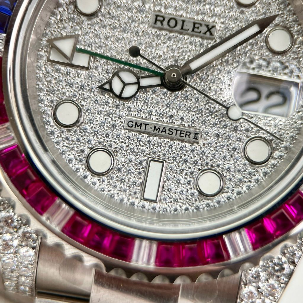 Rolex GMT-Master II 116759SARU Custom Moissanite Sapphire Diamonds 40mm (10)