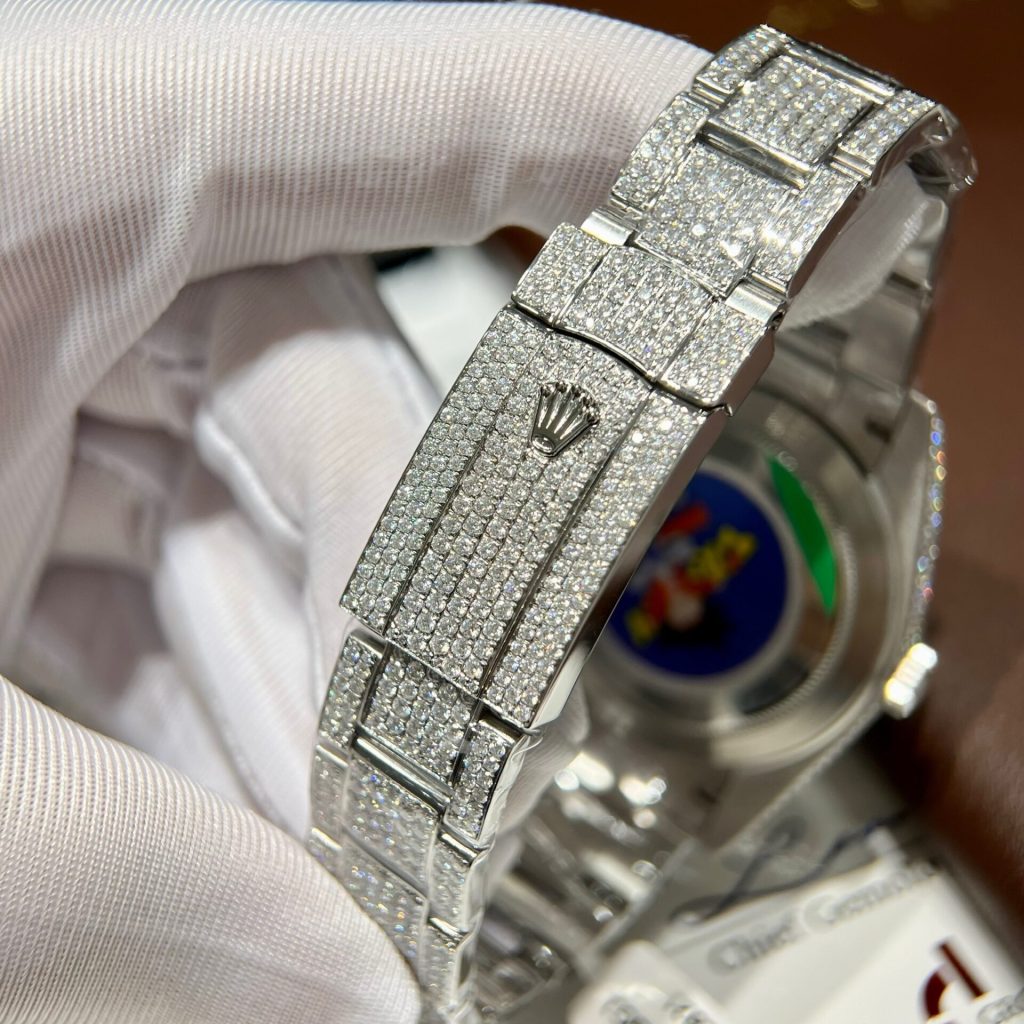 Rolex Iced Out Moissanite Custom Ruby Bezel DateJust Replica 41mm (1)