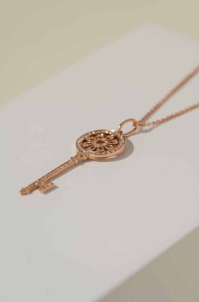 Tiffany & Co Necklace Victoria Key Pendant Diamonds Rose Gold 18k Custom (2)