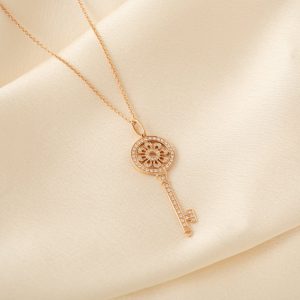 Tiffany & Co Necklace Victoria Key Pendant Diamonds Rose Gold 18k Custom (2)