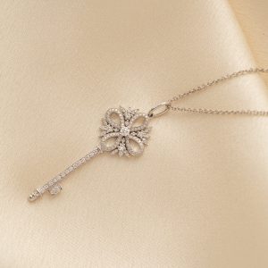 Tiffany & Co Necklace Victoria Key Pendant Diamonds White Gold 18k Custom (2)