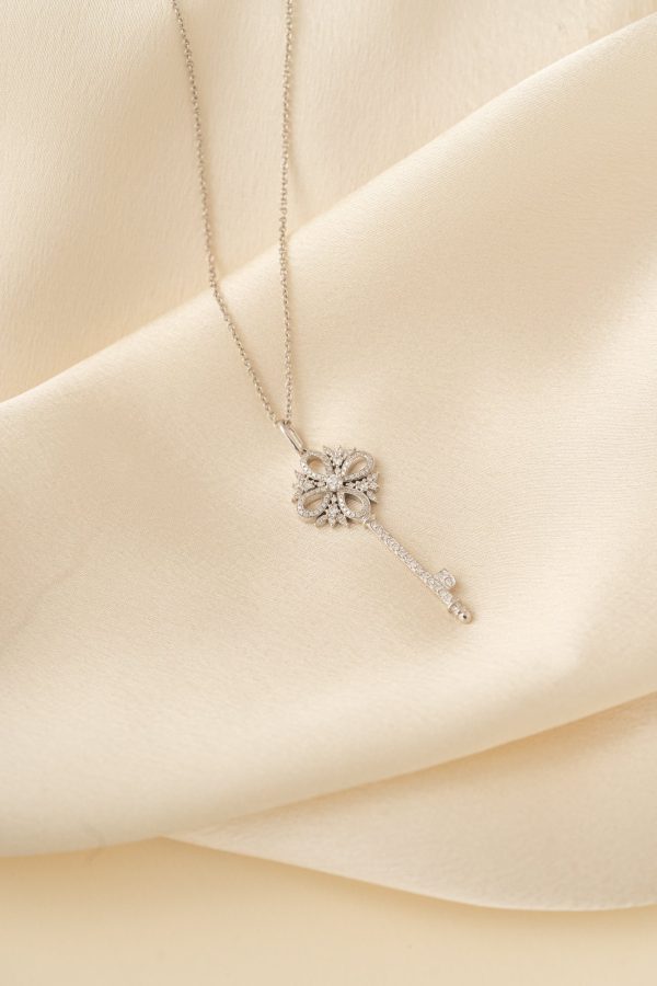 Tiffany & Co Necklace Victoria Key Pendant Diamonds White Gold 18k Custom (2)