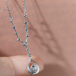 Women's Necklace Teardrop-Shaped Custom Natural Diamond White Gold 18k (2)