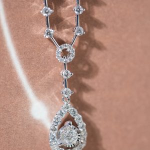Women's Necklace Teardrop-Shaped Custom Natural Diamond White Gold 18k (2)