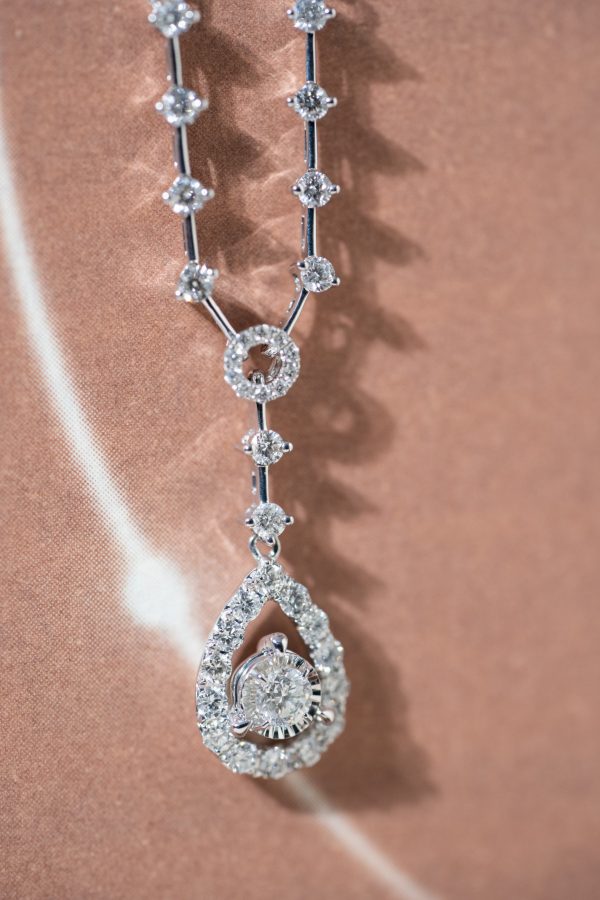 Women's Necklace Teardrop-Shaped Custom Natural Diamond White Gold 18k (2)