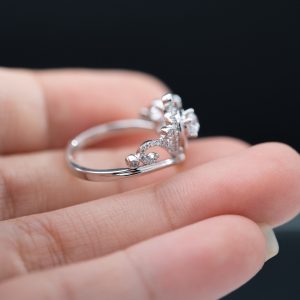 Women's Rings Crown Custom Natural Diamond White Gold 18k (2)