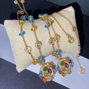 Bvlgari Astrale Pendant Necklace Custom Diamond 18K Gold (2)