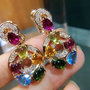 Bvlgari Cerchi Women Earrings Custom Diamonds Gold 18K (3)