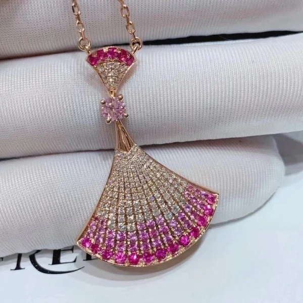 Bvlgari Divas Dream Pink Necklace Custom Sapphire Diamond 18K Rose Gold (2)