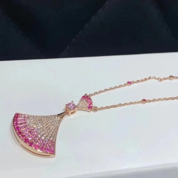 Bvlgari Divas Dream Pink Necklace Custom Sapphire Diamond 18K Rose Gold (2)
