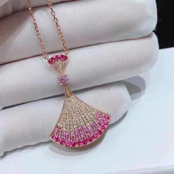 Bvlgari Divas Dream Pink Necklace Custom Sapphire Diamond 18K Rose Gold (2)