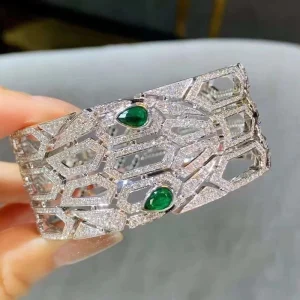 Bvlgari Serpenti Bracelet Custom Emerald Diamond White Gold 18K (2)