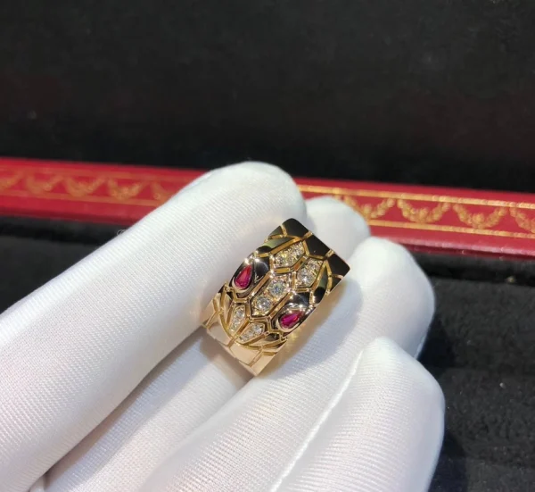 Bvlgari Serpenti Rings Custom Ruby Diamond 18K Rose Gold (2)
