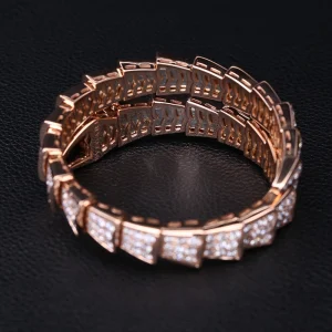 Bvlgari Serpenti Viper Womens Bracelet Custom Diamond 18K Rose Gold (2)