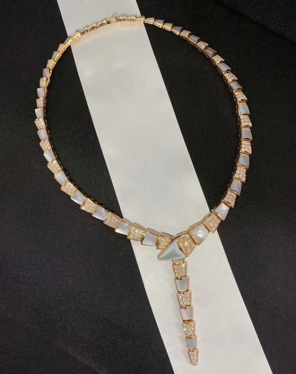 Bvlgari Serpenti Viper Womens Necklace Custom 18K Rose Gold Diamond (2)