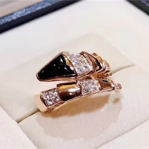 Bvlgari Serpenti Viper Womens Rings Custom Diamond 18K Rose Gold (2)