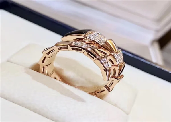 Bvlgari Serpenti Viper Womens Rings Custom Diamond 18K Rose Gold (2)