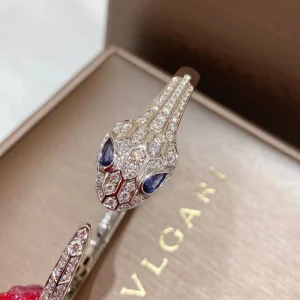 Bvlgari Serpenti Womens Bracelet Custom Diamond White Gold 18K (2)