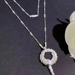 Bvlgari Serpenti Womens Necklace Diamond 18K White Gold Custom (2)