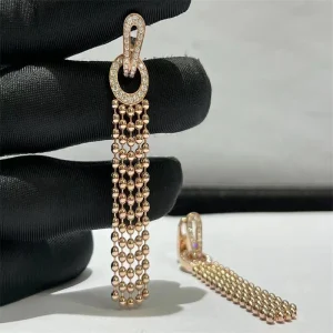 Cartier Agrafe Women Earrings Custom Diamond 18K Rose Gold (2)