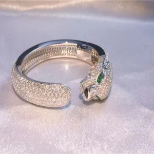 Cartier De Panthère Bracelet Custom Diamonds Emerald Gold 18K (2)