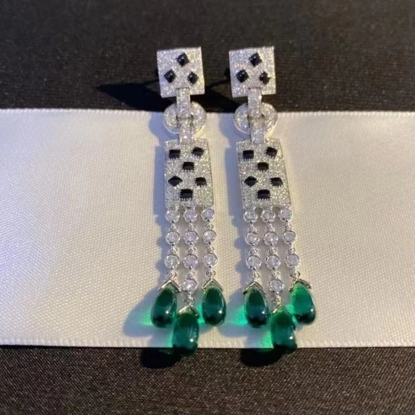 Cartier De Panthère Earrings Custom White Gold Diamond (2)