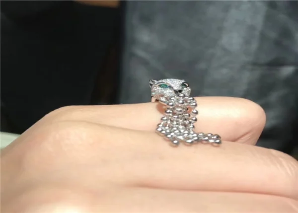 Cartier De Panthere Leopard Rings Custom Diamond 18K White Gold (2)