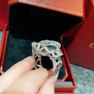 Cartier De Panthere Women Rings Custom Diamond White Gold 18K (2)