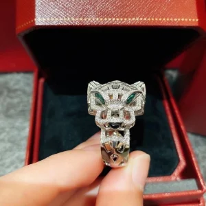 Cartier De Panthere Women Rings Custom Diamond White Gold 18K (2)