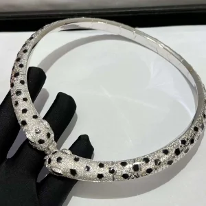 Cartier De Panthère Womens Necklace 18K White Gold Diamond Custom (2)