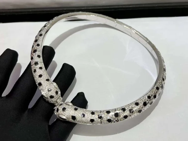 Cartier De Panthère Womens Necklace 18K White Gold Diamond Custom (2)