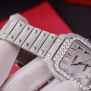 Cartier Iced Out Santos Customs Full Moissanite Diamonds Best Replica (3)