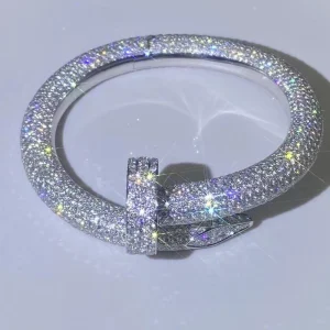 Cartier Juste Un Clou Bracelet Full Diamond Studded 18K White Gold Custom (2)