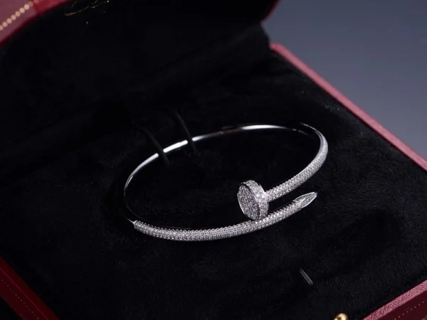 Cartier Juste Un Clou Womens Bracelet Diamond 18K White Gold Custom (2)