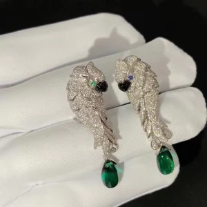 Cartier Les Oiseaux Libres Earrings Custom 18K White Gold Diamond (2)