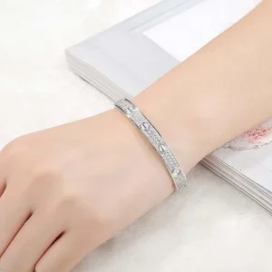 Cartier Love 18k White Gold Natural Diamond Pave Bangle Bracelet Custom (2)