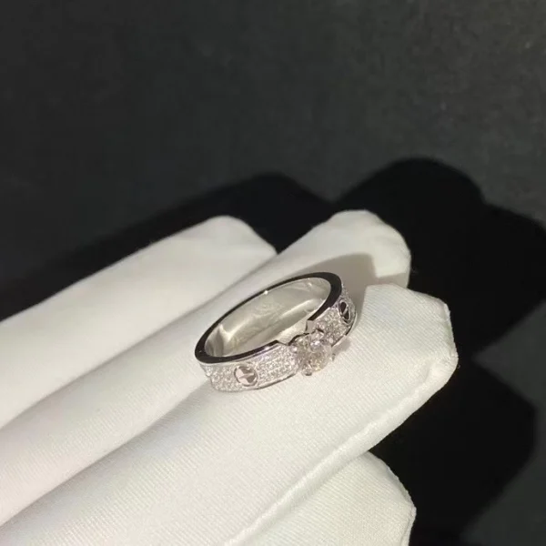 Cartier Love Rings Custom Diamond 18K White Gold (2)