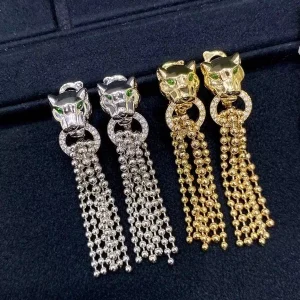 Cartier Panther Earrings Diamond Emerald Onyx 18K Gold Custom (2)