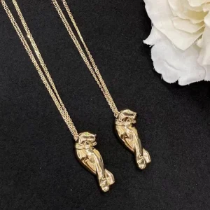 Cartier Panthere Garnet Womens Necklace Gold 18K Custom (2)