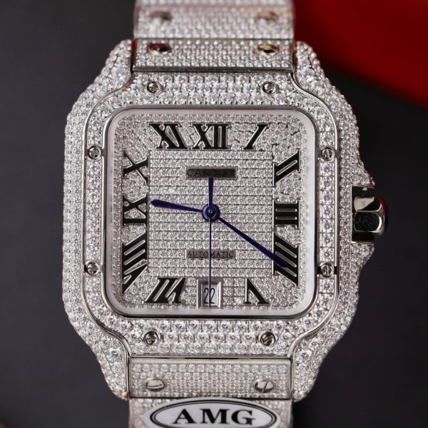 Cartier Santos Custom Full Diamonds CZ AMG Factory Best Replica (3)