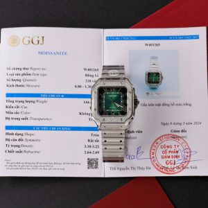 Cartier Santos Customs Moissanite Diamonds Green Dial (1)