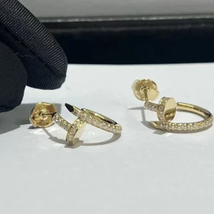Cartier Womens Earrings Custom Full Diamond 18K Gold (2)